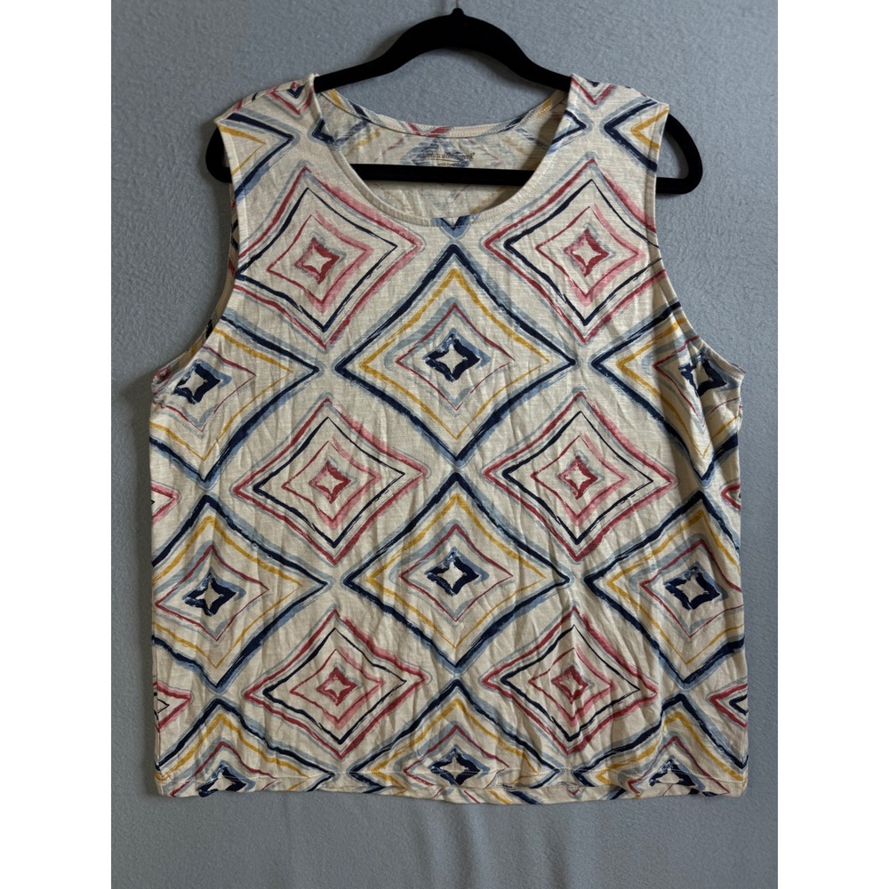 Coldwater Creek Top Women's XL Sleeveless Diamond‎ Print